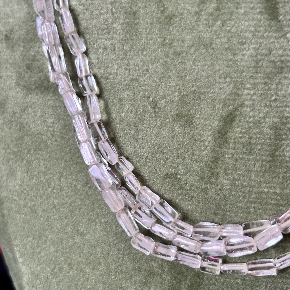 Vintage crystal/glass three strand necklace, .925 clasp Art Deco-Style - Picture 3 of 9
